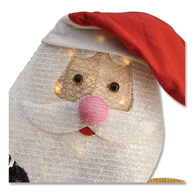 National Tree Company Santa and Reindeer, AC Powered, Warm White LED Lights, 11.25" x 30.75" x 33.5", Champagne (DF245001C)