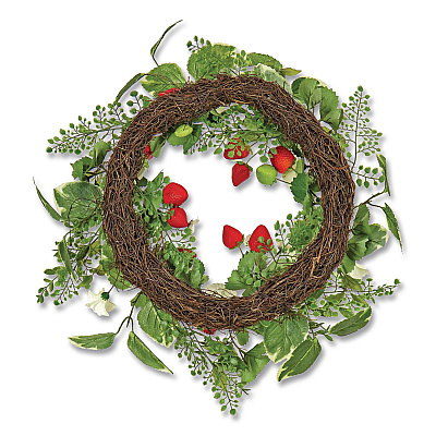 National Tree Company Petunia and Strawberry Wreath,  22" Diameter x 5"h, White (DS69S21G9324)