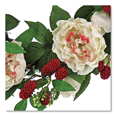 National Tree Company Peony and Raspberry Wreath, 22" Diameter x 5"h, Beige (DS69S21G9435)