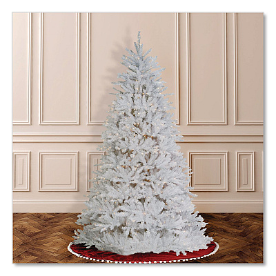 National Tree Company Pre-Lit Dunhill Fir White Tree, 55" x 53" x 78", White Tree, White Tree Stand (DUWH65LO)