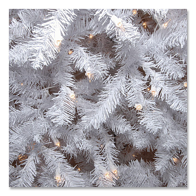 National Tree Company Pre-Lit Dunhill Fir White Tree, 55" x 53" x 78", White Tree, White Tree Stand (DUWH65LO)