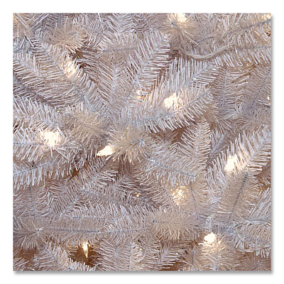 National Tree Company Pre-Lit Dunhill Fir White Tree, 59" x 55" x 84", White Tree, White Tree Stand (DUWH70LO)