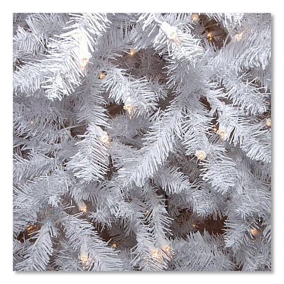 National Tree Company Pre-Lit Dunhill Fir White Tree, 59" x 55" x 84", White Tree, White Tree Stand (DUWH70LO)