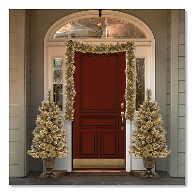 National Tree Company Pre-Lit Glittery Bristle Pine Garland, AC Powered, Clear Incandescent Lights, 108" Long, Green (GB33009A1)