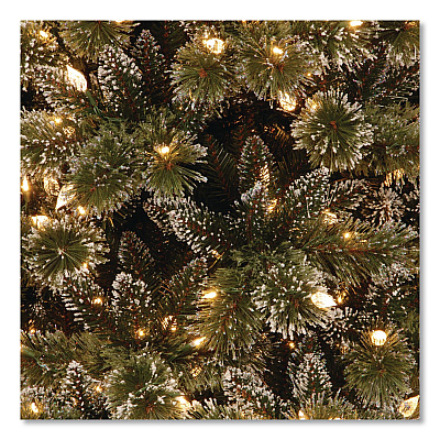 National Tree Company Pre-Lit Glittery Bristle Slim Tree, 42" x 42" x 90", Green Tree, Green Tree Stand (GB331975)