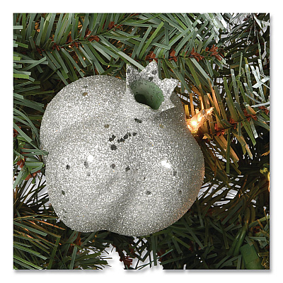 National Tree Company Pre-Lit Glittery Pine Pomegranate Garland, AC Powered, Clear Incandescent Lights, 108" Long, Green (GTP13029B1)