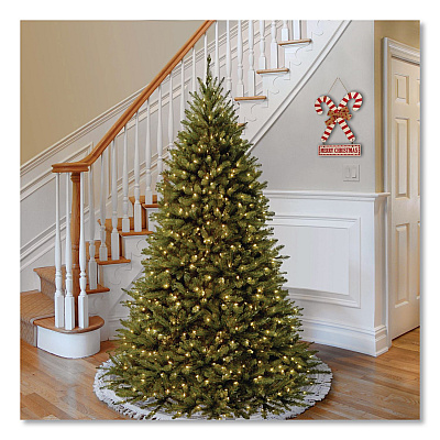 National Tree Company Pre-Lit Kingswood Fir Tree, 55" x 55" x 90", Green Tree, Green Tree Stand (KW7D5375)