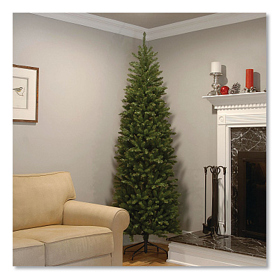 National Tree Company Kingswood Fir Pencil Tree, 29" x 29" x 84", Green Tree, Green Tree Stand (KW750070)