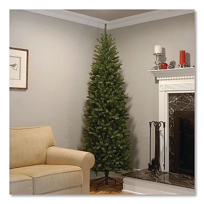 National Tree Company Kingswood Fir Pencil Tree, 35" x 35" x 108", Green Tree, Green Tree Stand (KW750090)