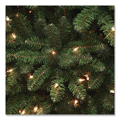 National Tree Company Pre-Lit Kingswood Fir Pencil Slim Tree, 37" x 37" x 120", Green Tree, Green Tree Stand (KW7300100)