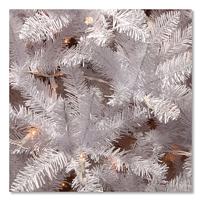 National Tree Company Pre-Lit Kingswood Fir Pencil Tree, 28" x 28" x 78", White Tree, White Tree Stand (KWW730065)
