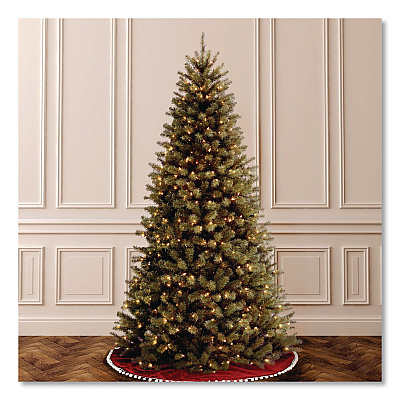 National Tree Company Pre-Lit North Valley Spruce Tree, Clear Lights, 42" x 42" x 78", Green Tree, Green Tree Stand (NRV730065)