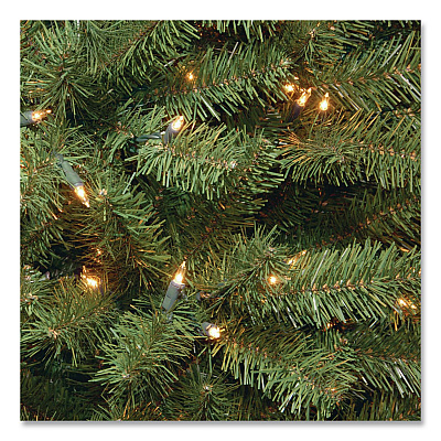 National Tree Company Pre-Lit North Valley Spruce Pencil Slim Tree, 40" x 40" x 108", Green Tree, Green Tree Stand (NRV735890)