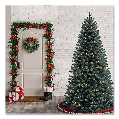 National Tree Company Pre-Lit North Valley Spruce Blue Tree, 42" x 42" x 78", Blue Tree, Green Tree Stand (NRVB730665)