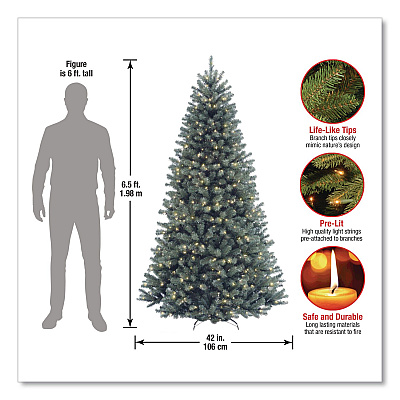 National Tree Company Pre-Lit North Valley Spruce Blue Tree, 42" x 42" x 78", Blue Tree, Green Tree Stand (NRVB730665)