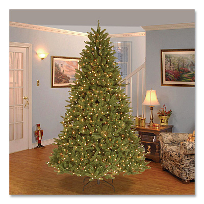 National Tree Company Pre-Lit Grande Fir Medium Tree, 50" x 50" x 90", Green Tree, Green Tree Stand (PEGF430775)