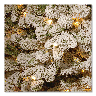 National Tree Company Pre-Lit Snowy Everest Fir, 64" x 64" x 108", Green Tree, Green Tree Stand (PEV331190)