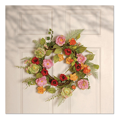 National Tree Company Spring Wreath, 22" Diameter x 3" h, Green/Pink/Red/Yellow (RAS1503261)