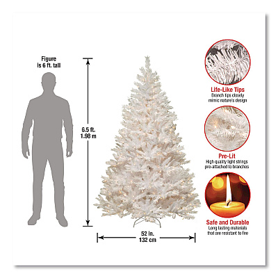 National Tree Company Pre-Lit Winchester Pine Tree, 52" x 52" x 78", White Tree, White Tree Stand (WCHW730065)