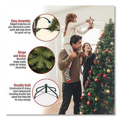 National Tree Company Pre-Lit Dunhill Fir Blue Spruce Tree, 59" x 59" x 90", Blue Tree, Green Tree Stand (DUBH75LO)