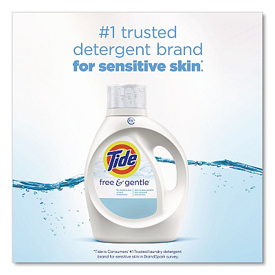 Tide Free and Gentle Liquid Laundry Detergent, HE Compatible, 100 Loads, 132 oz Bottle, 4/Carton (12140)