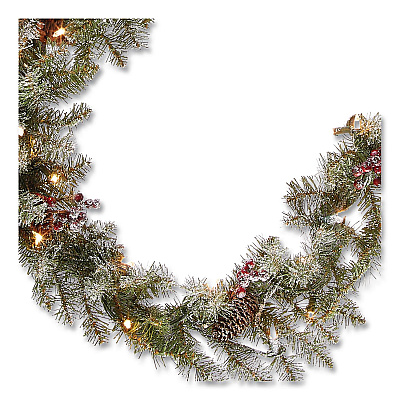 National Tree Company Pre-Lit Dunhill Fir Garland, AC Powered, Clear Incandescent Lights, 108" Long, Green (DUF3009A1)