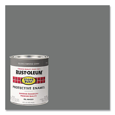 Rust-Oleum Stops Rust Brush-On Protective Enamel Paint, Gloss Smoke Gray, 1 qt Can, 2/Carton (7786502)