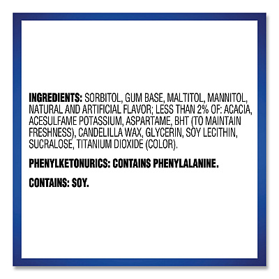 Dentyne Ice Sugarless Gum, Peppermint Flavor, 16 Pieces/Pack, 12 Packs/Carton (22002647)
