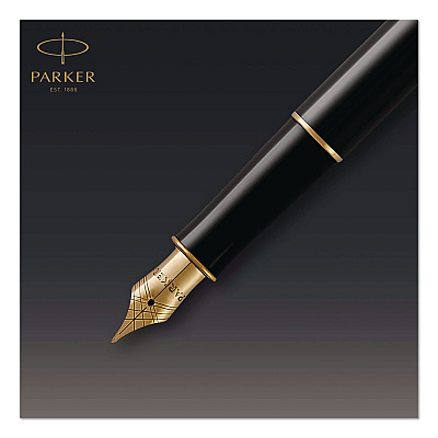 Parker Sonnet Fountain Pen, with Gift Box, Medium 1 mm, Black Ink, Black/Gold Barrel (1931495)