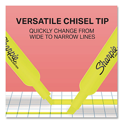 Sharpie Tank Style Highlighters, Fluorescent Yellow Ink, Chisel Tip, Yellow Barrel, 2/Pack (25162PP)