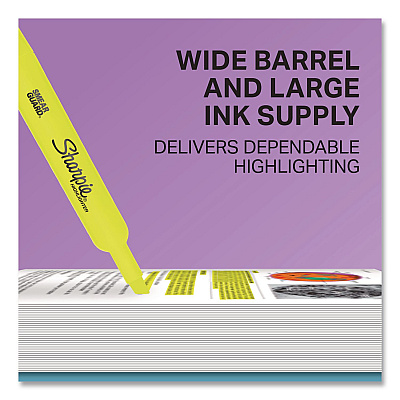Sharpie Tank Style Highlighters, Fluorescent Yellow Ink, Chisel Tip, Yellow Barrel, 2/Pack (25162PP)
