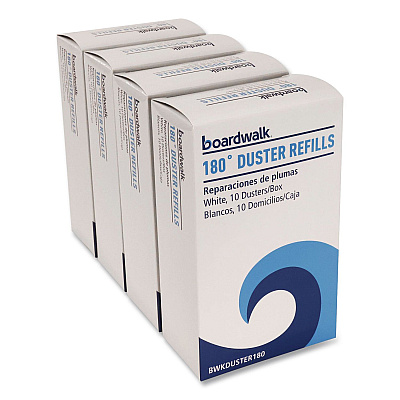 Boardwalk 180 Duster Refills, Soft Fluffy Fibers, White, 10 Dusters/Box, 4 Boxes/Carton (DUSTER180)