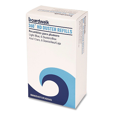 Boardwalk 360 HD Duster Refills, Soft Fluffy Fibers, Light Blue, 6 Dusters/Box, 4 Boxes/Carton (DUSTER360HD)