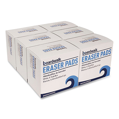 Boardwalk Eraser Pads, 2.5 x 4.5, 1" Thick, White, 6 Pads/Pack, 6 Packs/Carton
