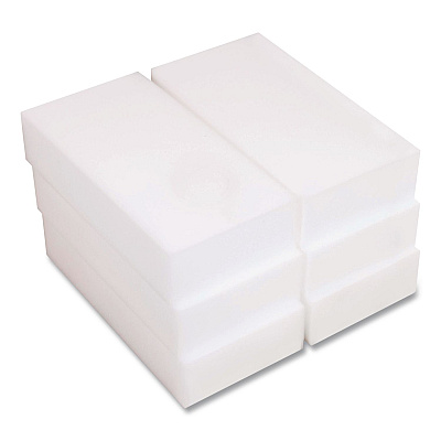 Boardwalk Eraser Pads, 2.5 x 4.5, 1" Thick, White, 6 Pads/Pack, 6 Packs/Carton