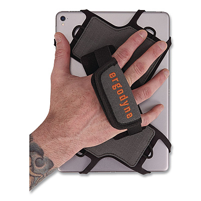 ergodyne Squids 5549 Tablet Holder with Detachable Shoulder Strap, Fits Devices 9" to 12", 10.5" x 0.5" x 10", Gray (19140)