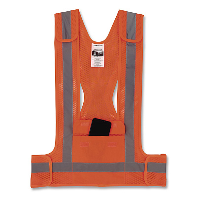 ergodyne GloWear 8142BA Type O Class 1 Breakaway Hi-Vis Safety Vest, Polyester, Small/Medium, Orange (27022)