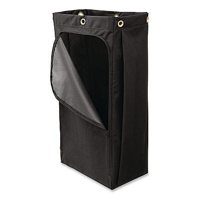 Fabric Cleaning Cart Bag for Rubbermaid Commercial Housekeeping and Janitorial Carts, 30 gal, 10.5 x 16.8 x 33, Black, 4/CT (2202530)