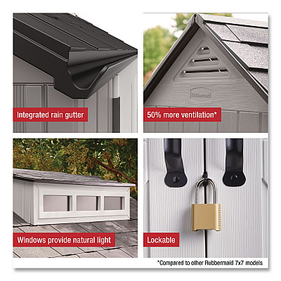 Rubbermaid Storage Shed, 337 cu ft, 7 ft x 7 ft x 8 ft, Brown (2145548)