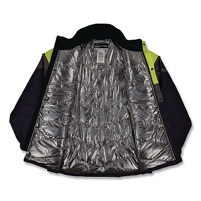 ergodyne N-Ferno 6464 Insulated Freezer Jacket with AmpliFIRE Heat Reflective Lining, Small, Navy (41132)