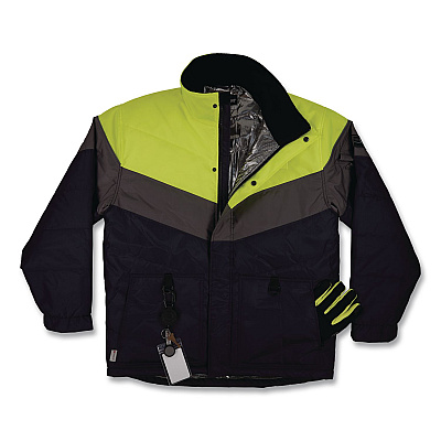 ergodyne N-Ferno 6464 Insulated Freezer Jacket with AmpliFIRE Heat Reflective Lining, Small, Navy (41132)