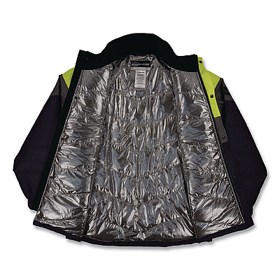 ergodyne N-Ferno 6464 Insulated Freezer Jacket with AmpliFIRE Heat Reflective Lining, Medium, Navy (41133)