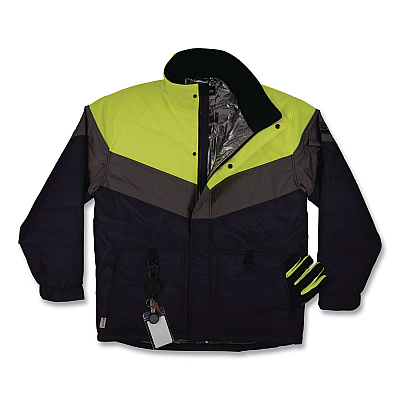 ergodyne N-Ferno 6464 Insulated Freezer Jacket with AmpliFIRE Heat Reflective Lining, Medium, Navy (41133)