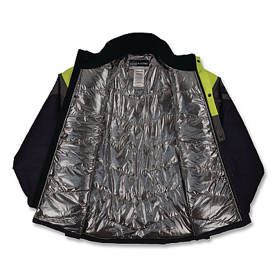 ergodyne N-Ferno 6464 Insulated Freezer Jacket with AmpliFIRE Heat Reflective Lining, Large, Navy (41134)