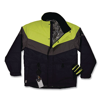 ergodyne N-Ferno 6464 Insulated Freezer Jacket with AmpliFIRE Heat Reflective Lining, Large, Navy (41134)