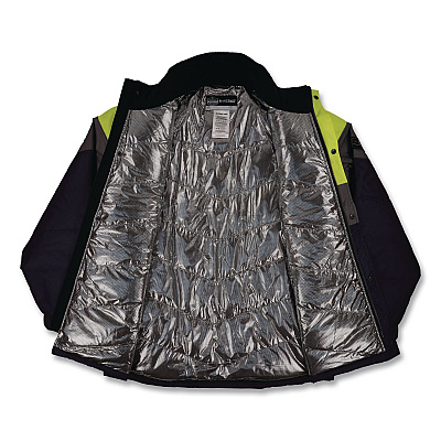 ergodyne N-Ferno 6464 Insulated Freezer Jacket with AmpliFIRE Heat Reflective Lining, 2X-Large, Navy (41136)