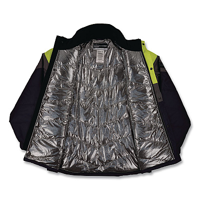 ergodyne N-Ferno 6464 Insulated Freezer Jacket with AmpliFIRE Heat Reflective Lining, 3X-Large, Navy (41137)