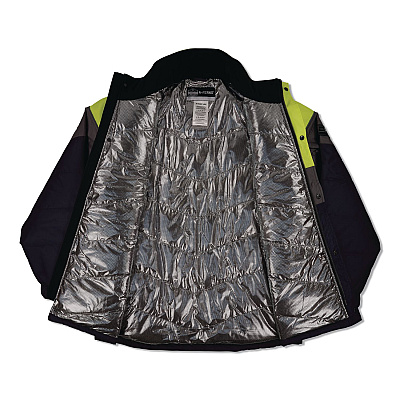 ergodyne N-Ferno 6464 Insulated Freezer Jacket with AmpliFIRE Heat Reflective Lining, 4X-Large, Navy (41138)