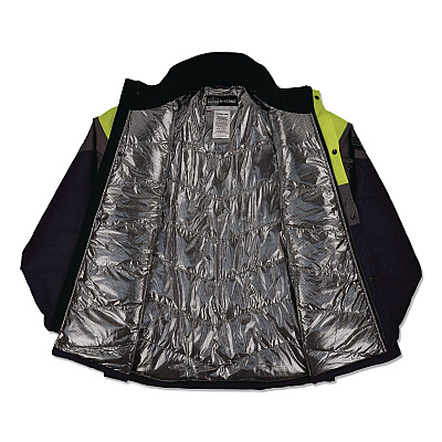 ergodyne N-Ferno 6464 Insulated Freezer Jacket with AmpliFIRE Heat Reflective Lining, 5X-Large, Navy (41139)
