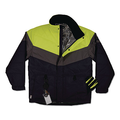 ergodyne N-Ferno 6464 Insulated Freezer Jacket with AmpliFIRE Heat Reflective Lining, 5X-Large, Navy (41139)
